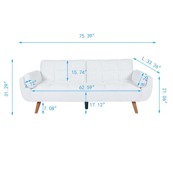 White Córduroy Sófa Bed - Image 3