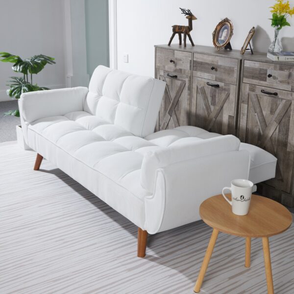 White Córduroy Sófa Bed - Image 6