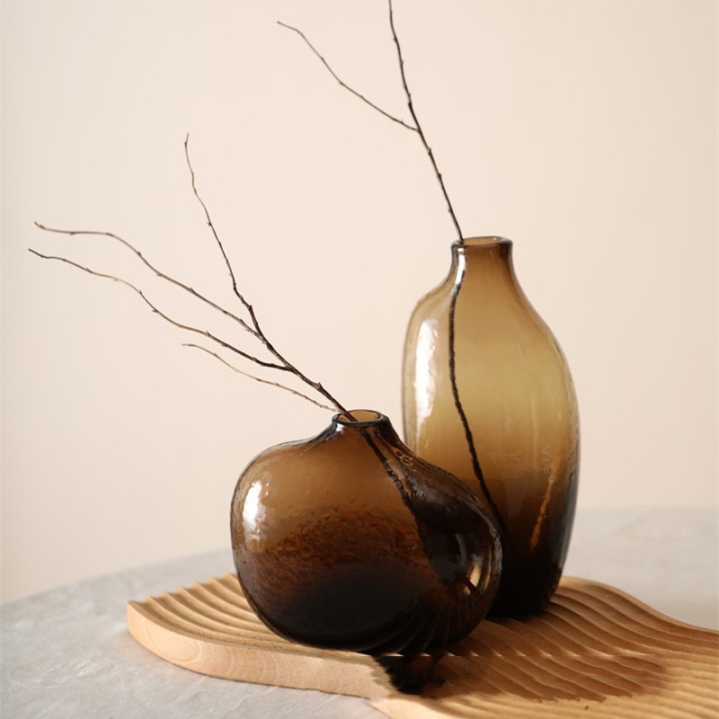 Zen Hammered Pattern Glass Irregular Vase