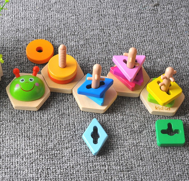 Wooden Shape Sorting Stacking Puzzle - Image 2