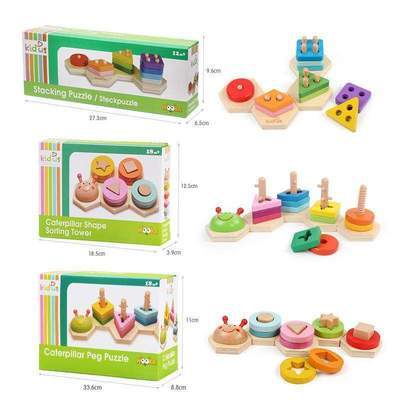 Wooden Shape Sorting Stacking Puzzle - Image 4