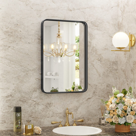 Matte Black Wall Vanity Mirror