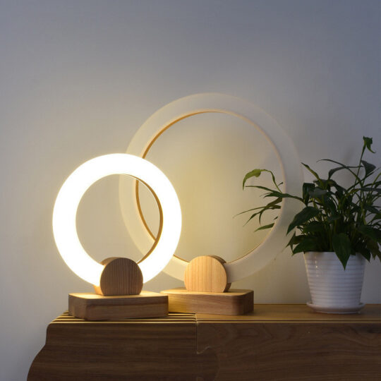 Nordic Wooden Circular Table Lamp