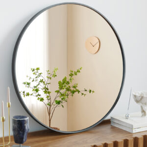Round Wall Mirror – Black / Gold