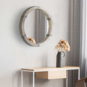 Round Wood Wall Mirror