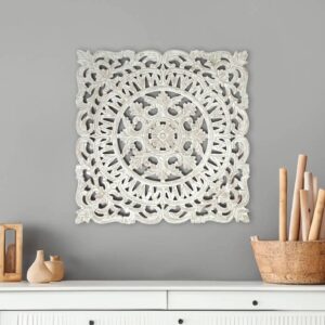White Handcrafted Wooden Wall Panel