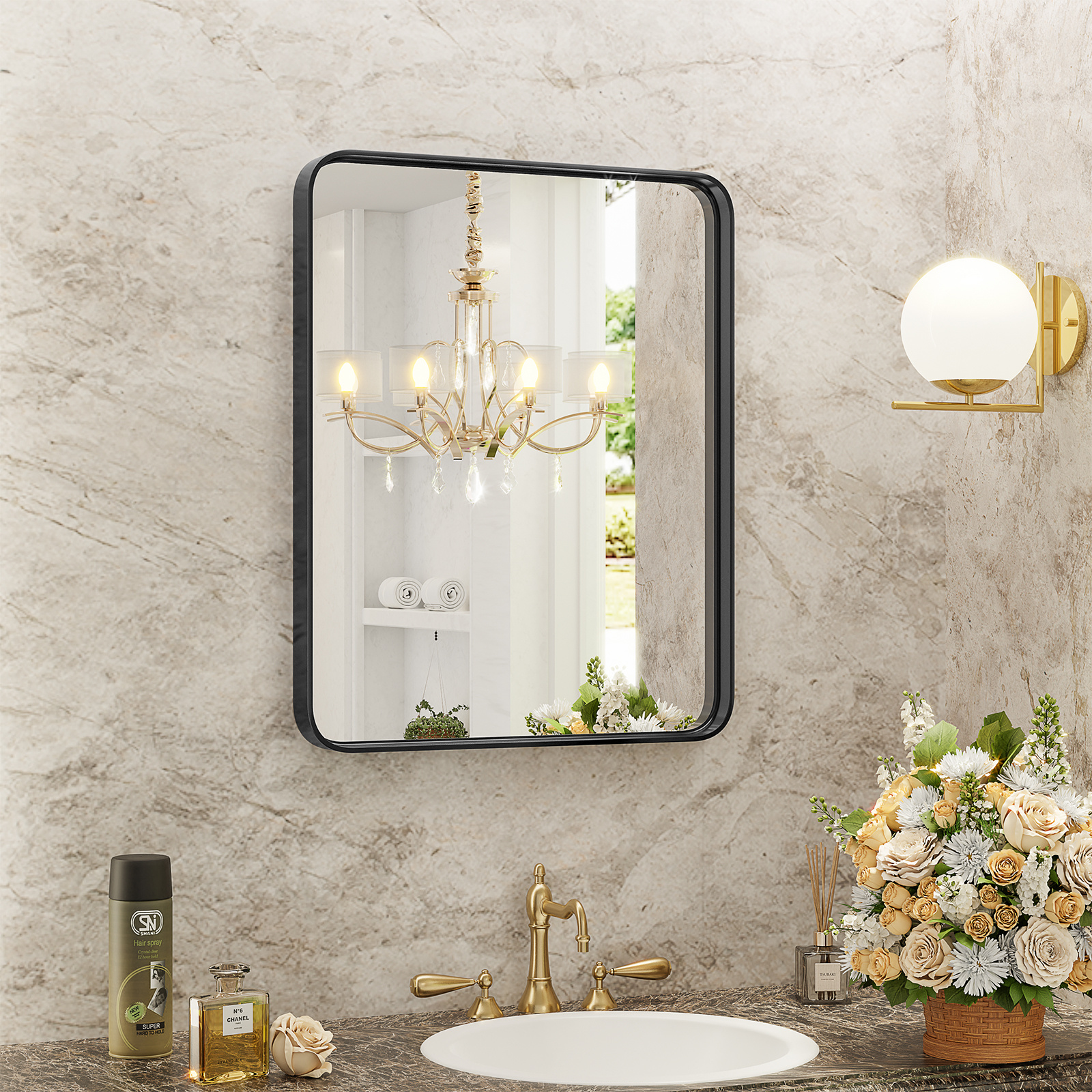 Matte Black Wall Vanity Mirror - Image 5