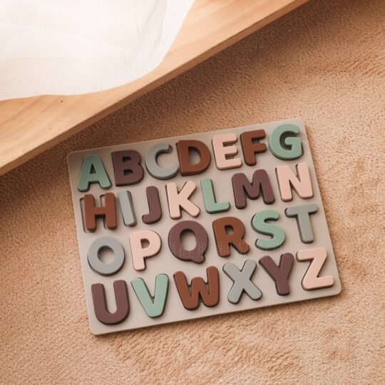 Baby Silicone Alphabet Puzzle – 3D English Learning Board (Ages 0–3)