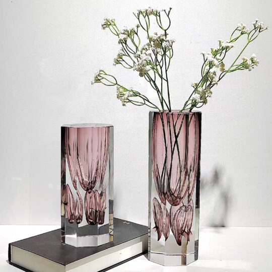 Hexagonal Purple Glass Vase