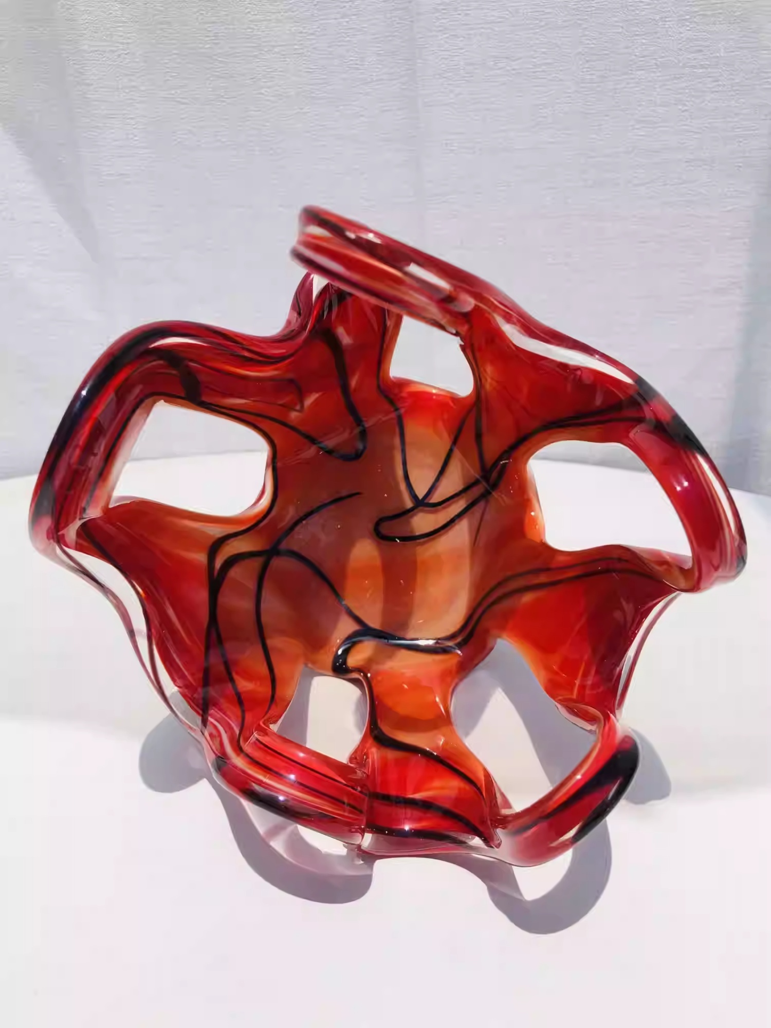 Retro Red Flame Glass Candle Holder - Image 2