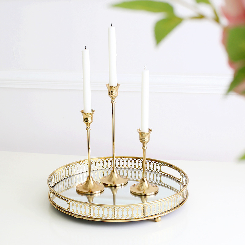 Vintage European Gold Candle Holder Set - Image 5