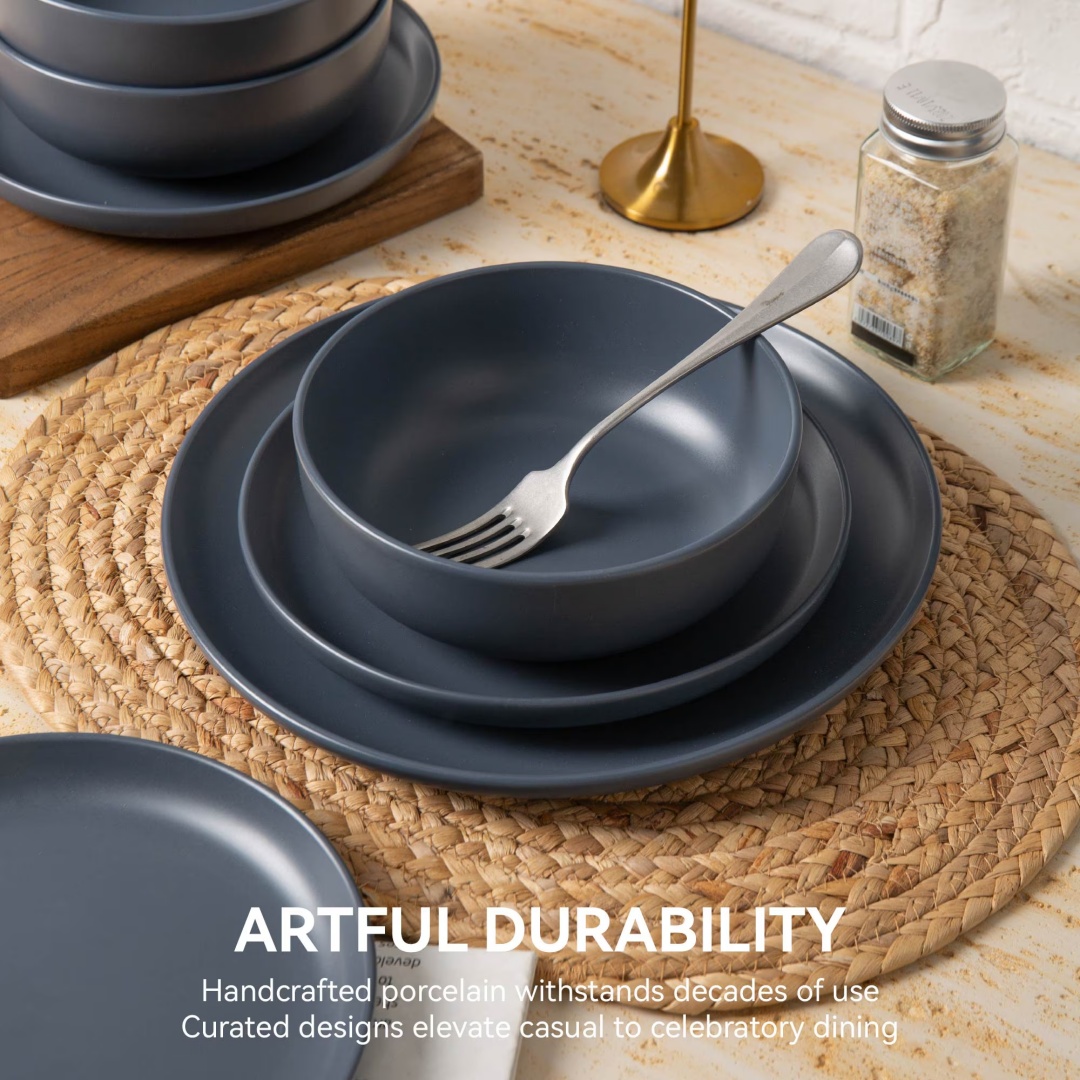 Luxury Matte Stoneware 12 piece Dinnerware Set - Image 6