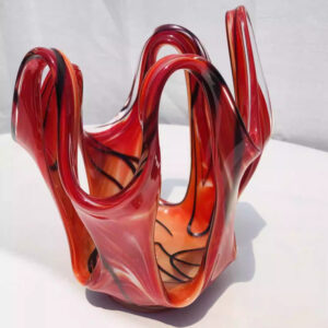 Retro Red Flame Glass Candle Holder