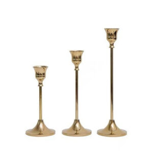 Vintage European Gold Candle Holder Set