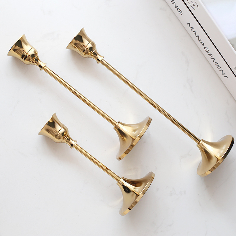 Vintage European Gold Candle Holder Set - Image 4