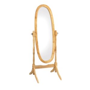 Oval Standing Wooden Floor Mirror