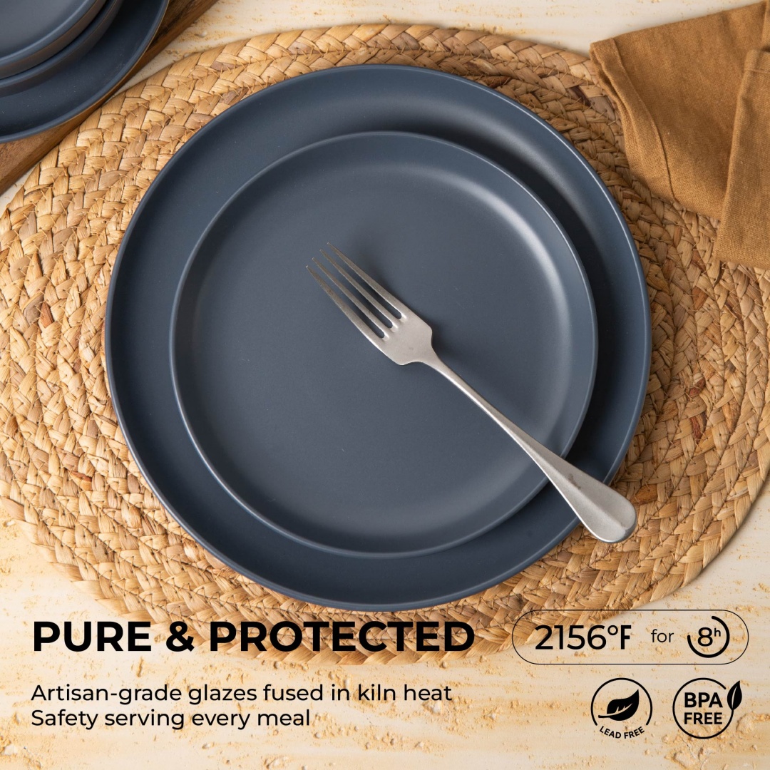 Luxury Matte Stoneware 12 piece Dinnerware Set - Image 9