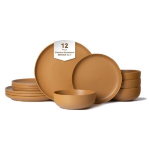 Luxury Matte Orange Stoneware Dinnerware Set