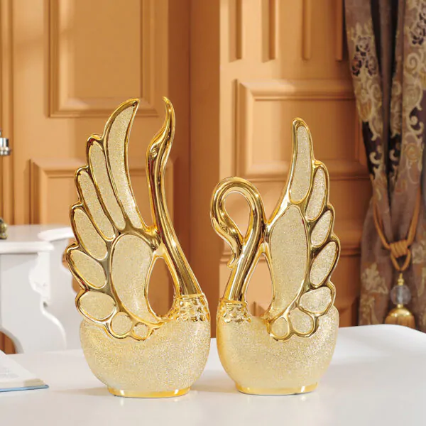 Gold Plated Swan Ornamental Decor