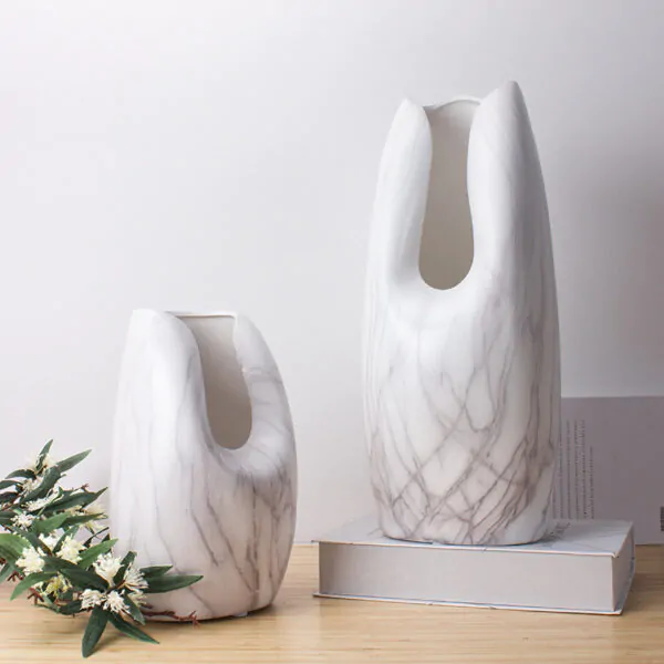 Marble White Ceramic Vase