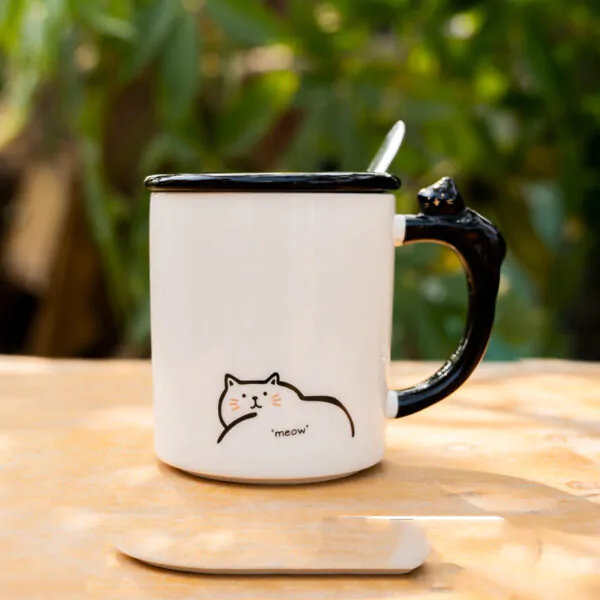 Cat Ceramic Mug With Lid